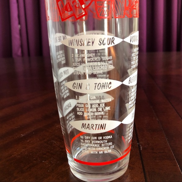 MidCentury Glass Cocktail Shaker w/Vintage Recipes - Picture 7 of 7